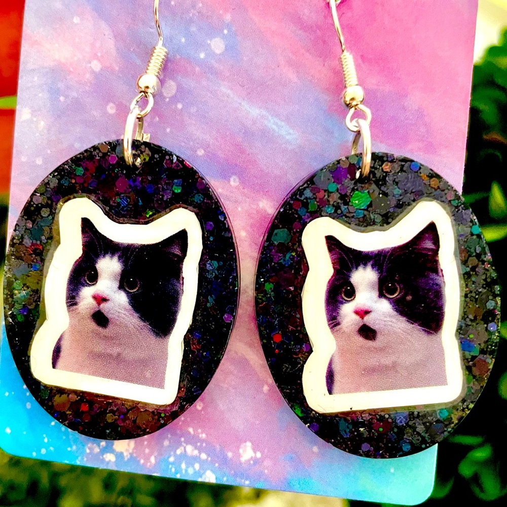 Acrylic Funny Cat Earrings